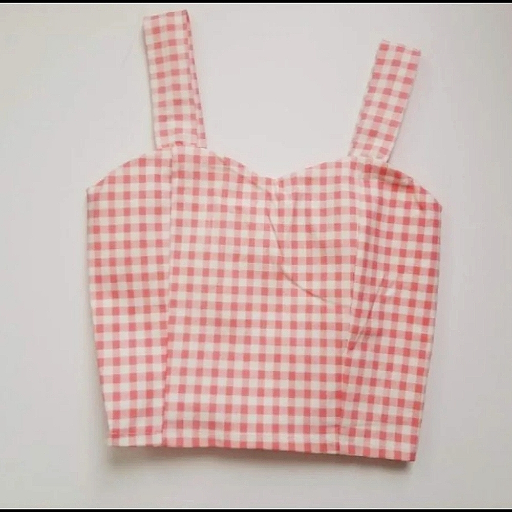 Pink Gingham Crop Top